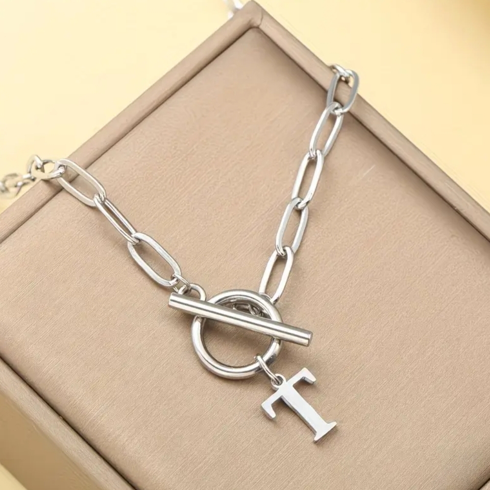 18 KT Gold Over Titanium T Necklace
